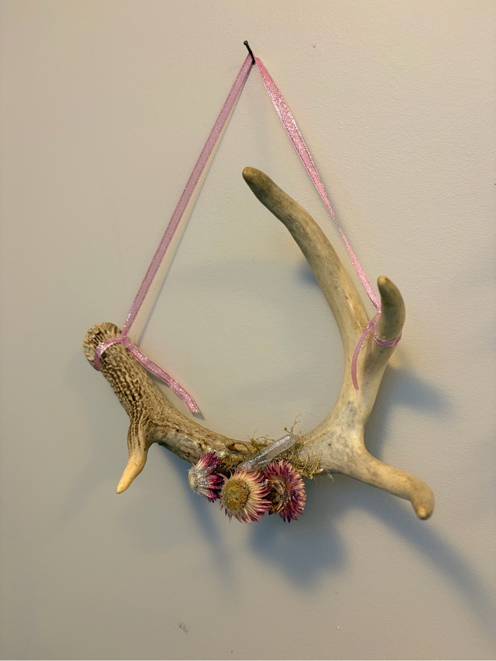Decorated Deer Antler Wall Hanging